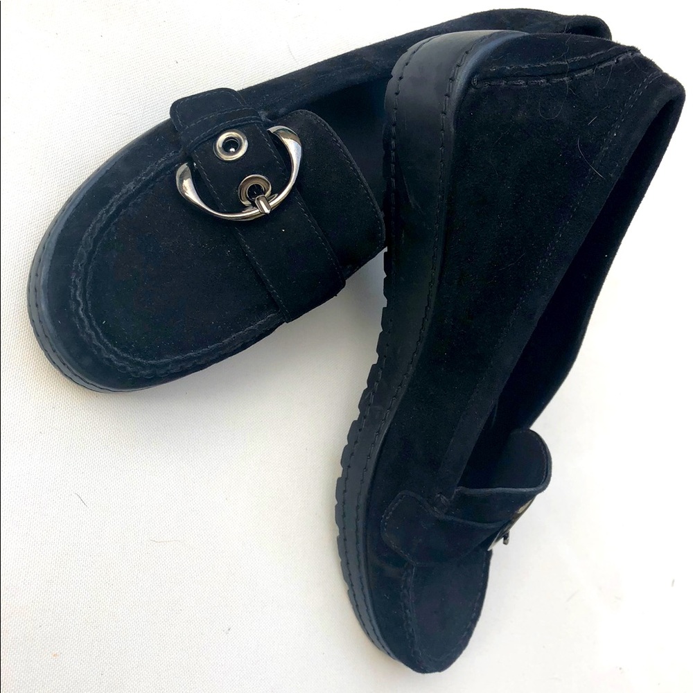 SOLD: Stuart Weitzman Black Suede Schooldays Loafer